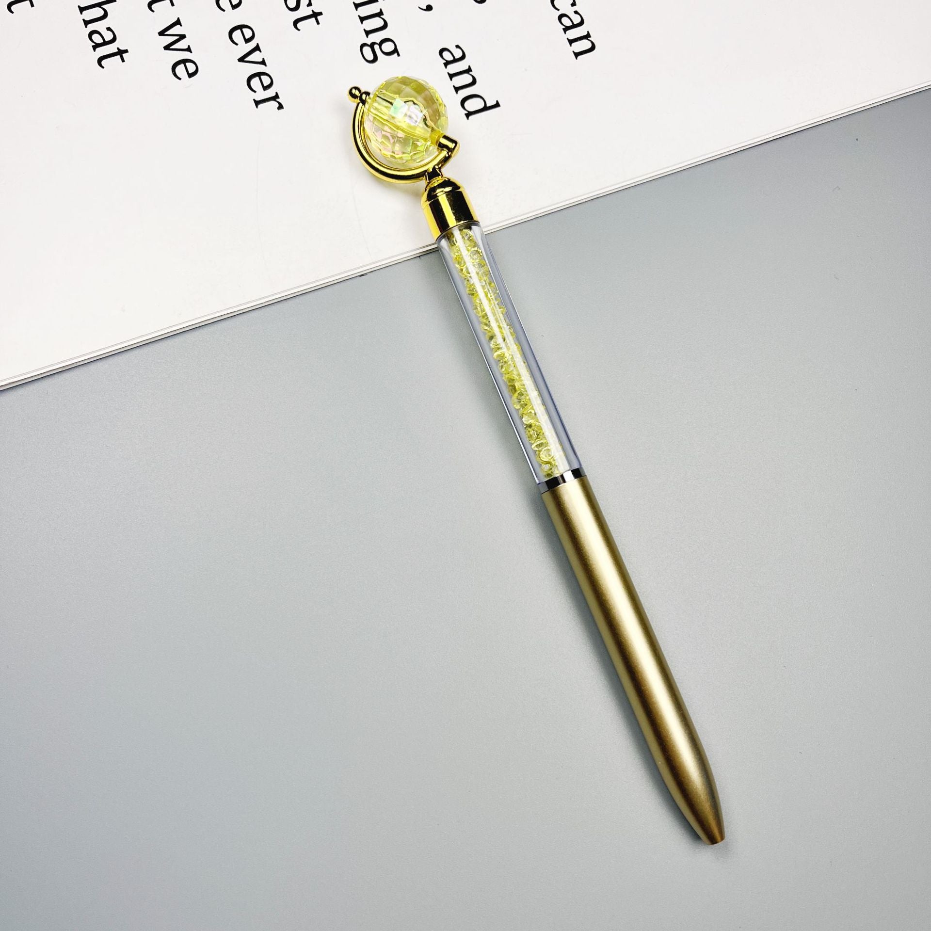 Wholesale 10pcs globe crystal spin ball pen  color quicksand broken diamond sign pen