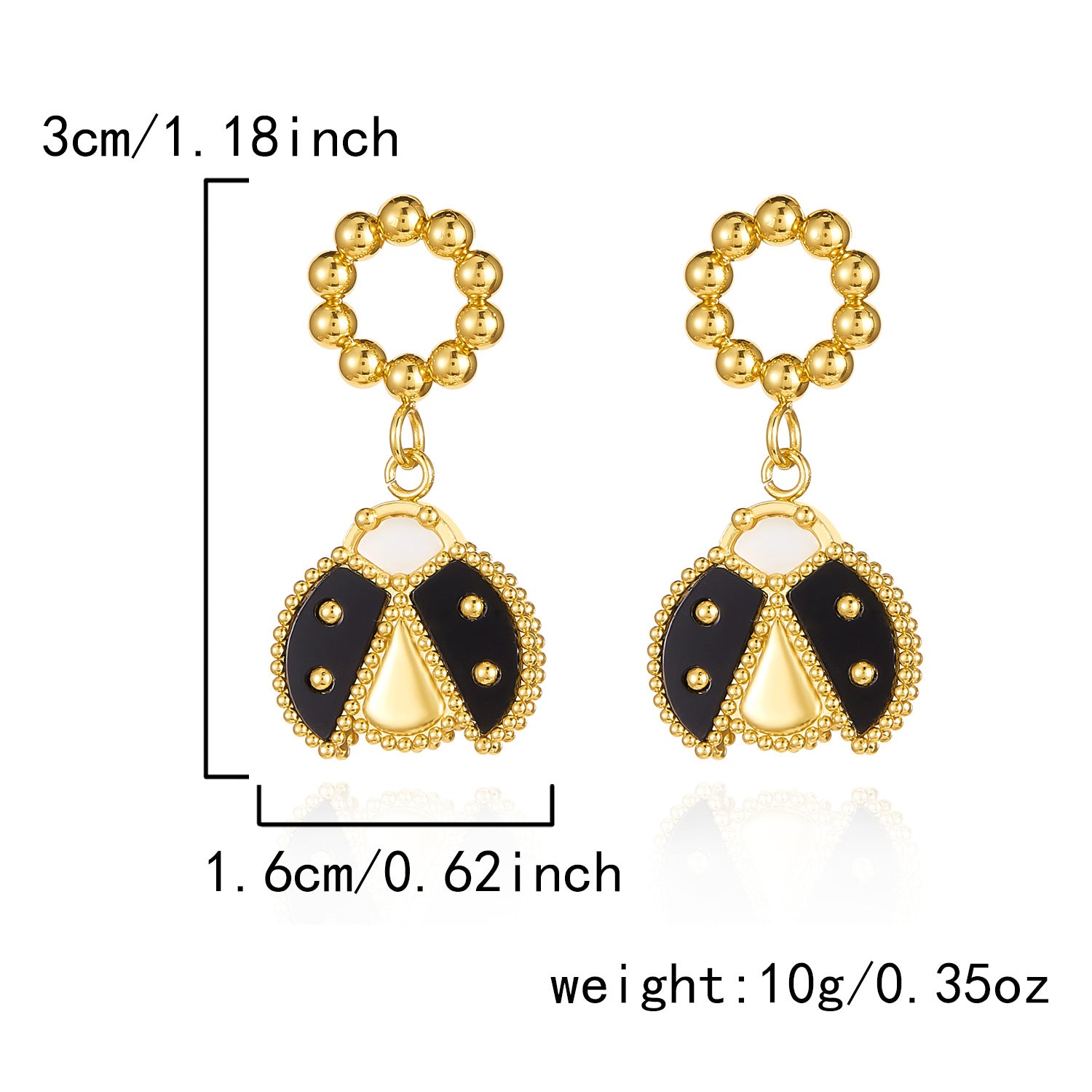 Wholesale Stainless steel luxury ladybug earrings  retro temperament all-match earrings