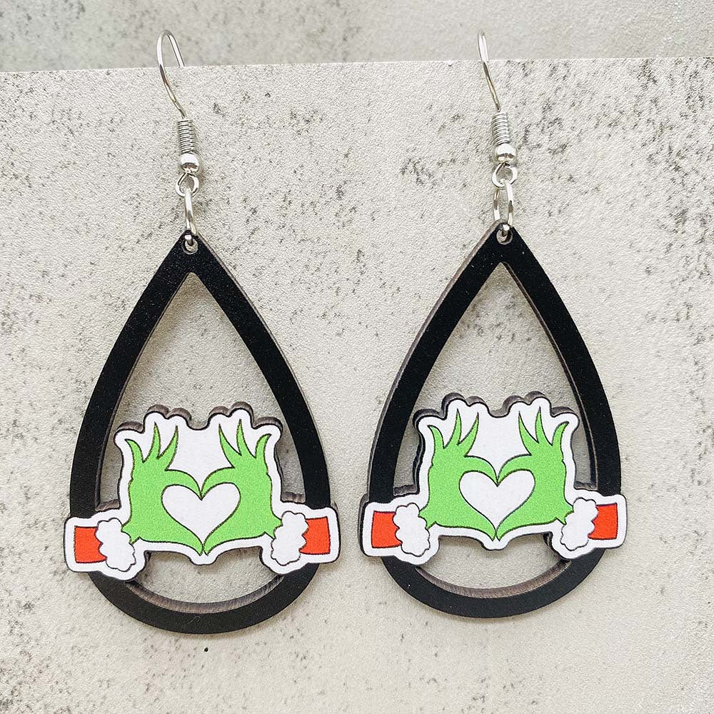 Wholesale Christmas Santa Claus Gift Hat Wood Earrings ACC-ES-ChenY066