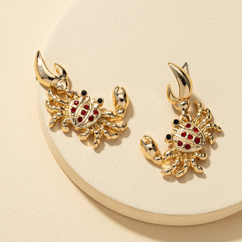 Wholesale European Style Creative 3D Crab Earrings Alloy Fashion Jewelry Accessory