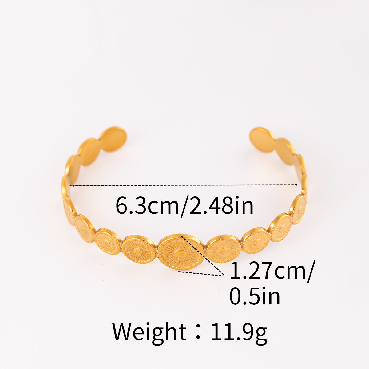 Wholesale Sun Pattern Stainless Steel Open Cuff Bangle For Women Gold Finish Trendy Fashion Jewelry Boutique Resale Gift