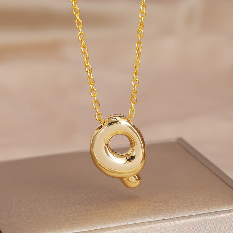 Wholesale Brass Glow Balloon Bubble Cute Chubby 26 English silver Letter Pendant Necklace