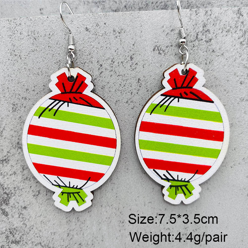 Wholesale Christmas Halloween  candy crutch lollipop wooden earrings