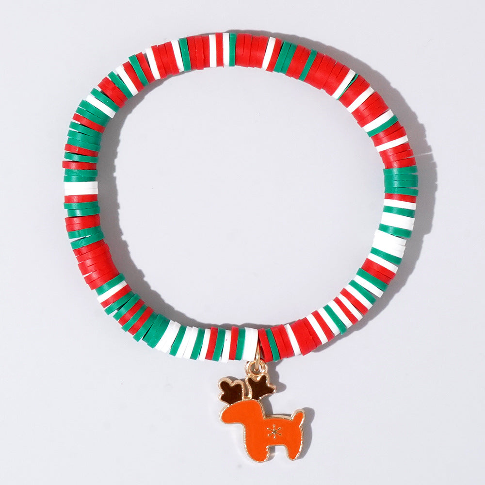 Wholesale Christmas Alphabet Apple Copper Beads Ceramic Beaded Bracelet Set ACC-BT- GWL001