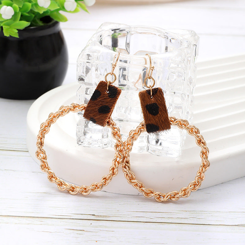 Wholesale Summer Holiday Style Iron Plus Leather Material Prom Party Hoop Earrings