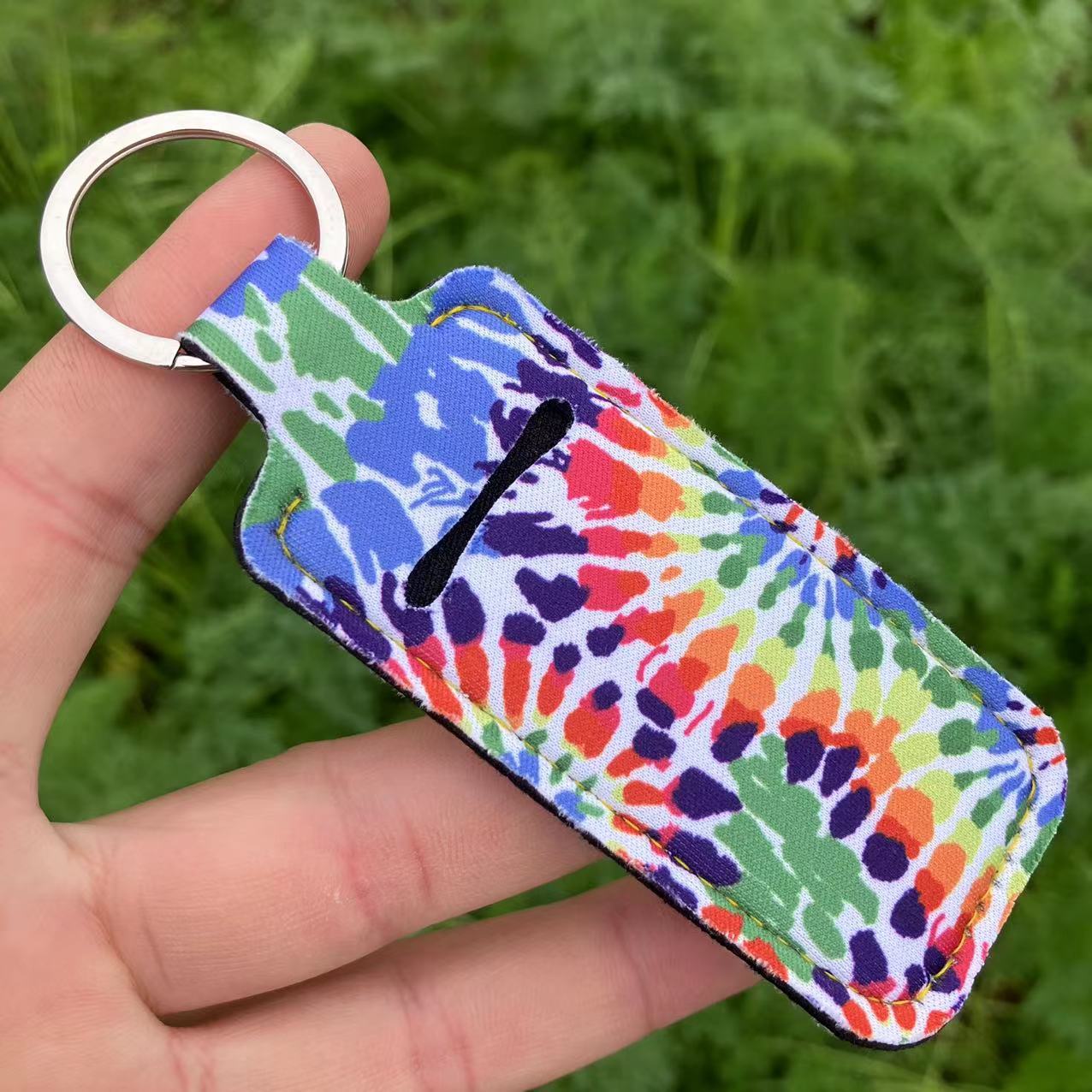 Wholesale Cotton Printed Lipstick Bag Keychain - Sunflower on Black,  Celestial Pattern,  Boutique Resale Accessory