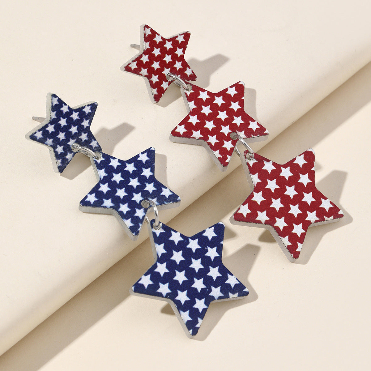 Wholesale  National Day Independence Day flag five-pointed star personality earrings
