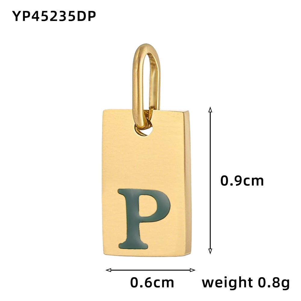 Wholesale 26 oil drops English letters stainless steel gold-plated DIY pendant