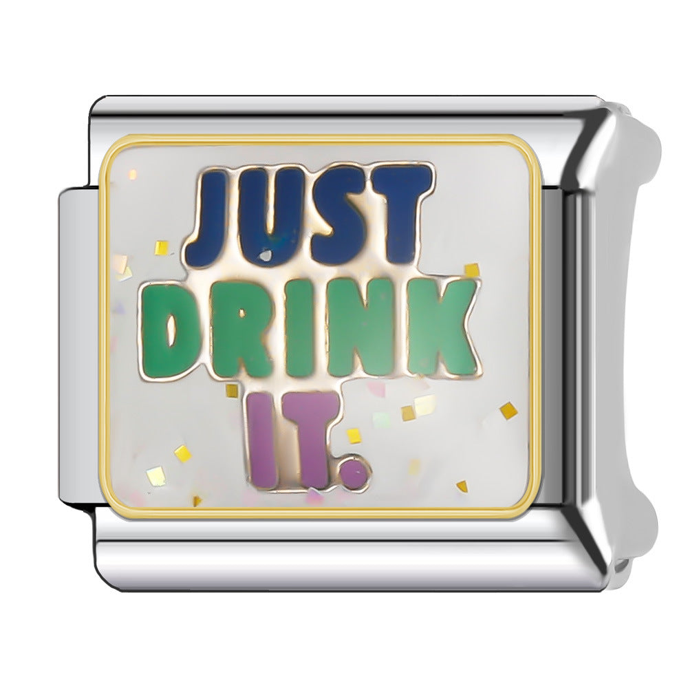 Wholesale Italian Charm Bracelet 9mm DIY Splicing English Short Sentence Series Stainless Steel Composable Bracelet