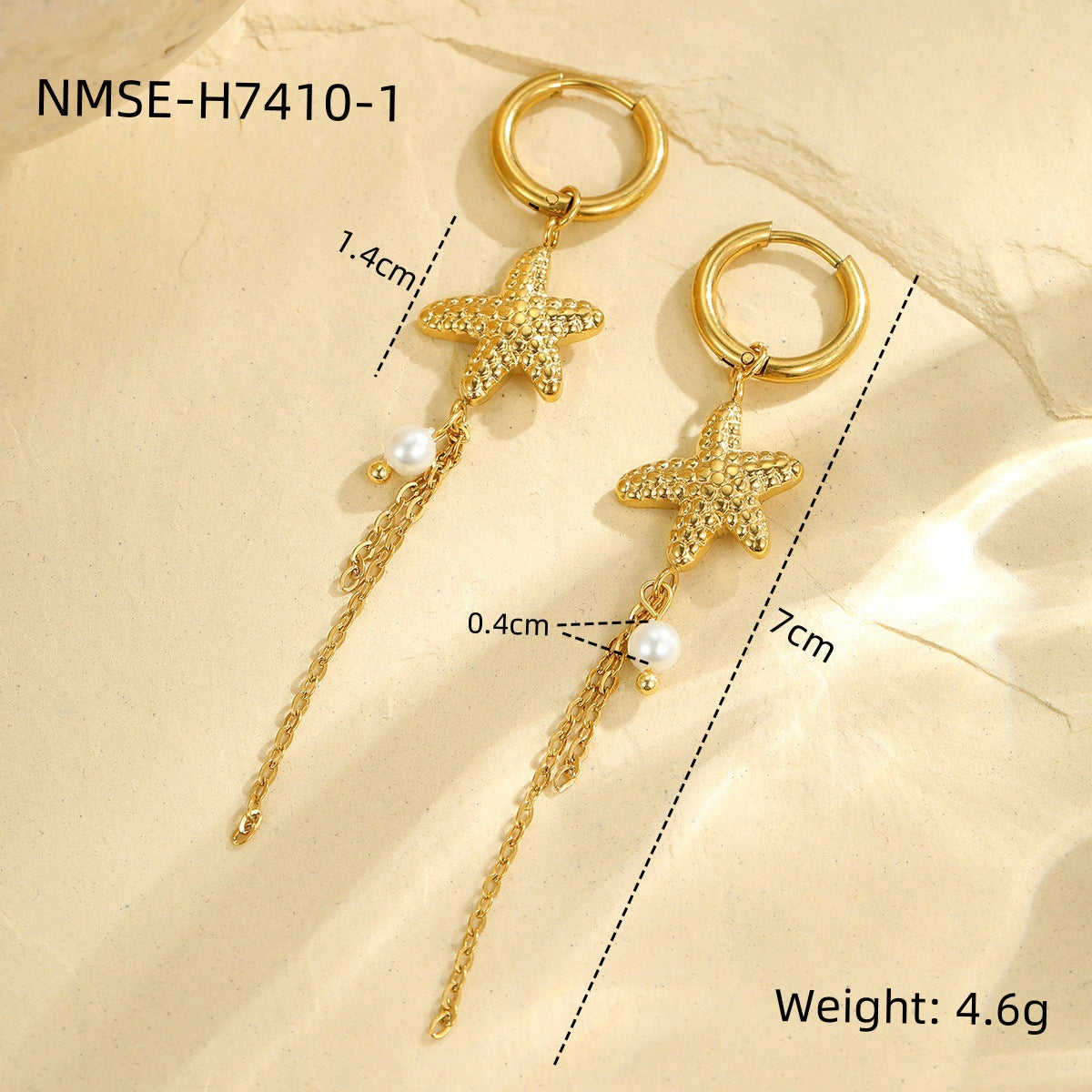 Wholesale  marine elements series starfish stainless steel earrings