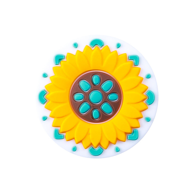Wholesale 20pcs Turquoise Sunflower Silicone Beads Focal Beads DIY Beading Accessories ACC-BDS-RongFa004