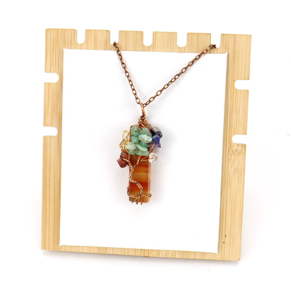 Wholesale Irregular Natural Stone Amethyst Tree Of Life Pendant Necklace Handwoven Fashion Jewelry Boutique Resale