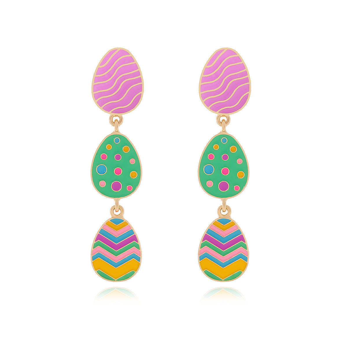 Wholesale Cute Easter Colorful Enamel Three-Layer Mini Egg Pendant