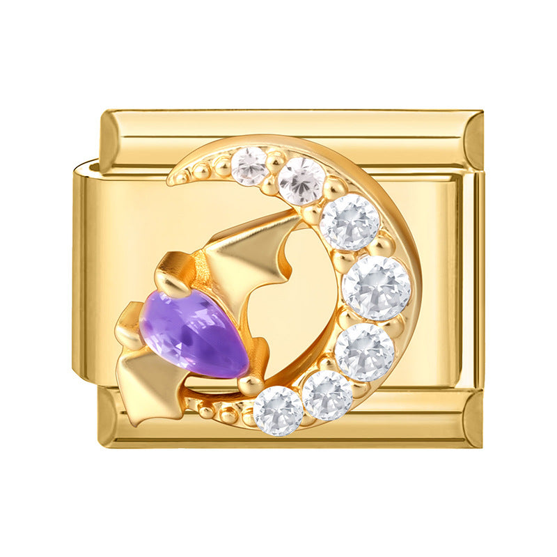 Wholesale Italian Charm Bracelet 9mm DIY Splicing Gold Micro-Inlaid Cubic Zirconia Stainless Steel Composable Bracelet