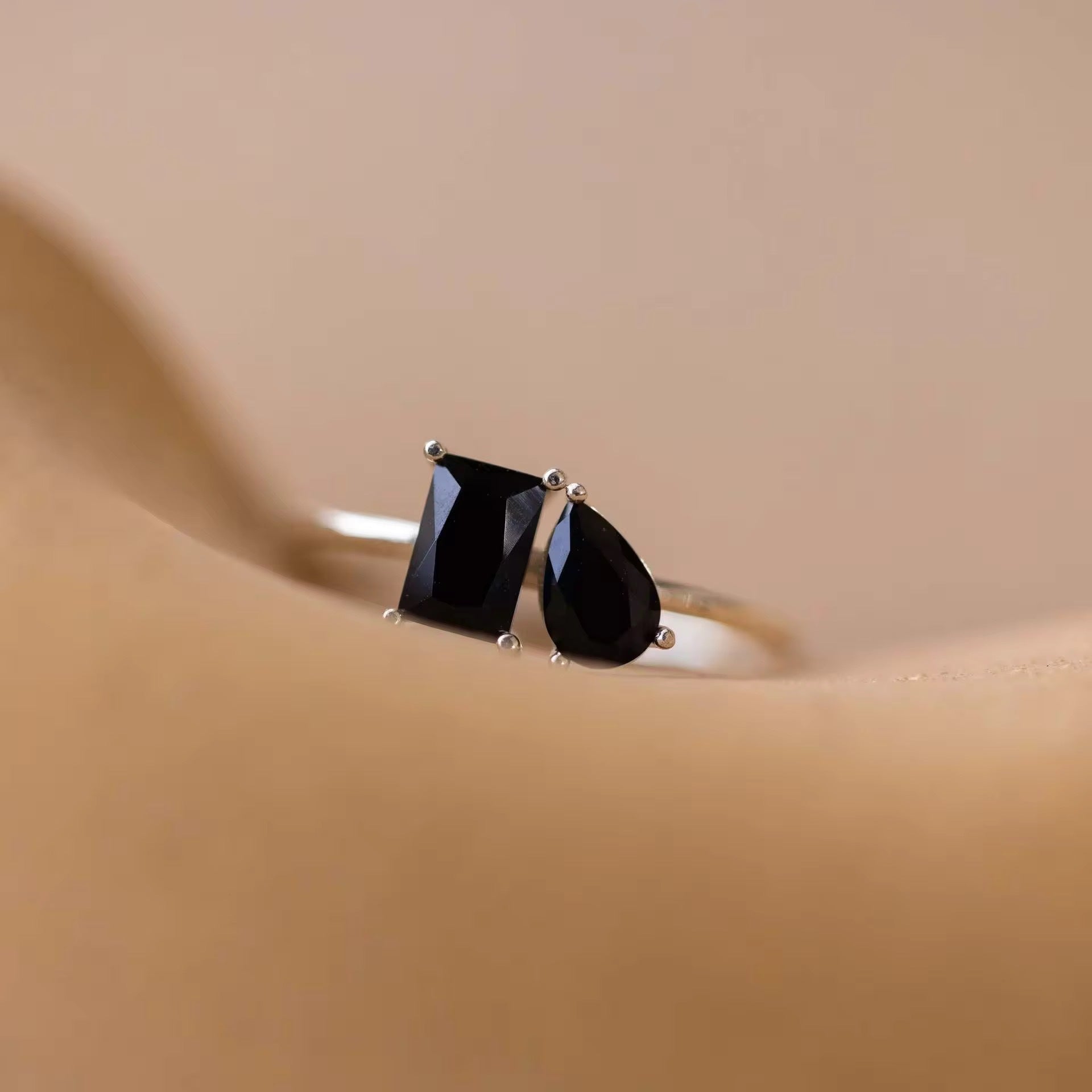 Wholesale S925 sterling silver all-match square zircon water drop color diamond ring