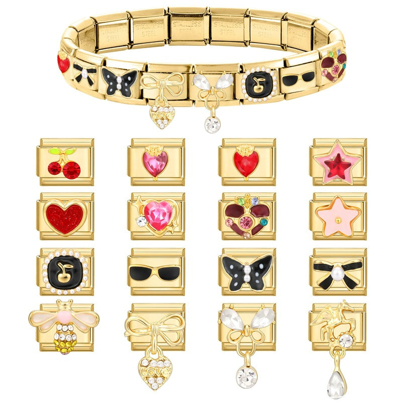 Wholesale Italian Charm Bracelet 9mm DIY Splicing Cute Creative Stainless Steel Composable Bracelet
