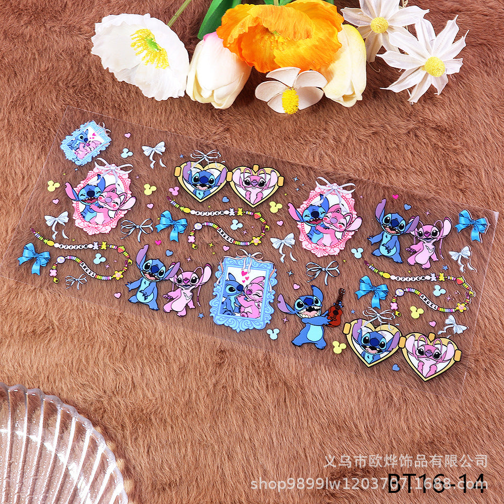 Wholesale Cartoon UV transfer stickers,  crystal stickers,  tear-off crystal labels with text,  16oz glass stickers