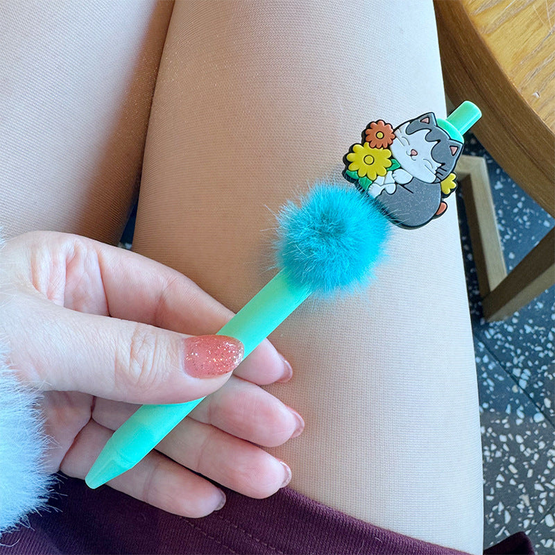 Wholesale Color fur ball press gel pen