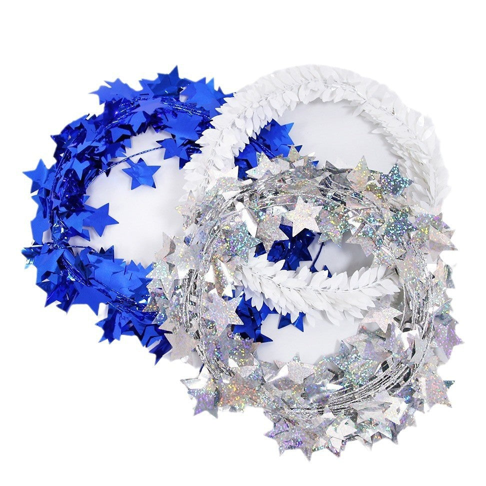 Wholesale Iron wire five-pointed star lace color strips Independence Day metal wire decoration