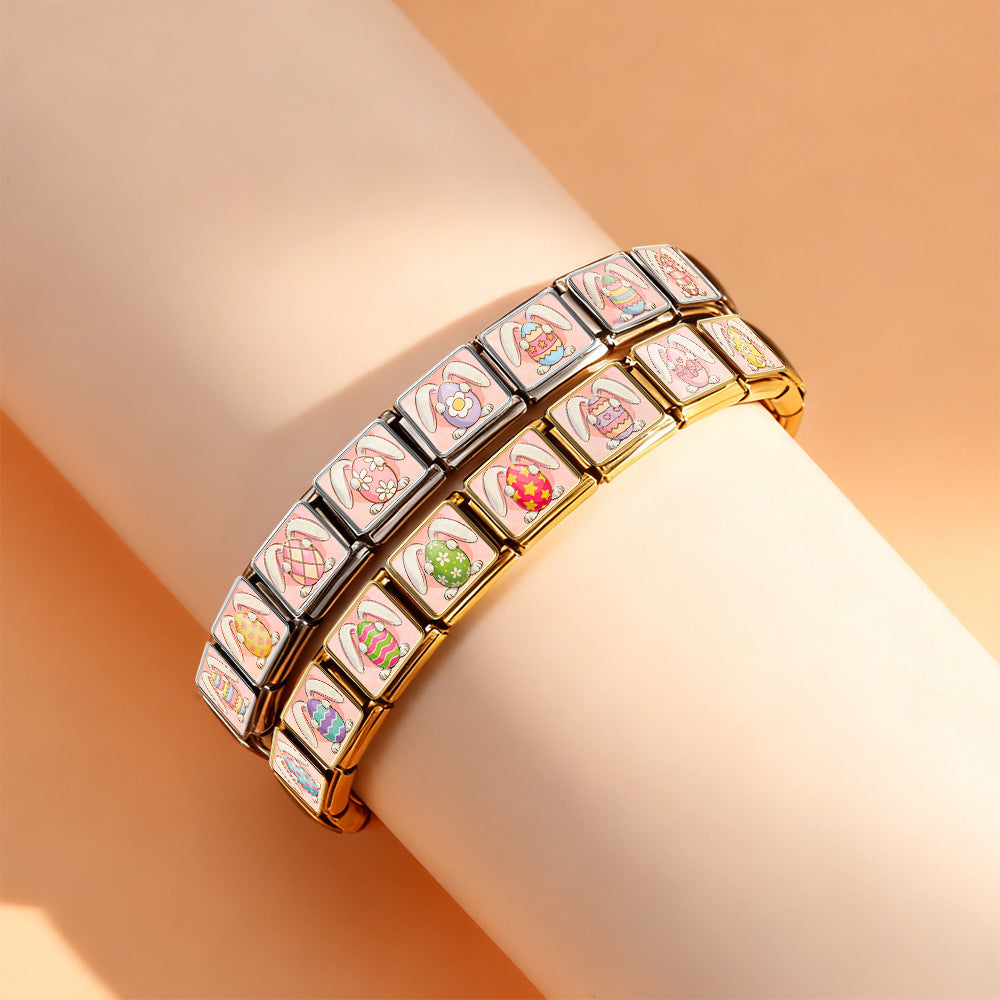 Wholesale Easter Egg Design Stainless Steel Bracelet,  Fashion Accessory for Boutique Resale