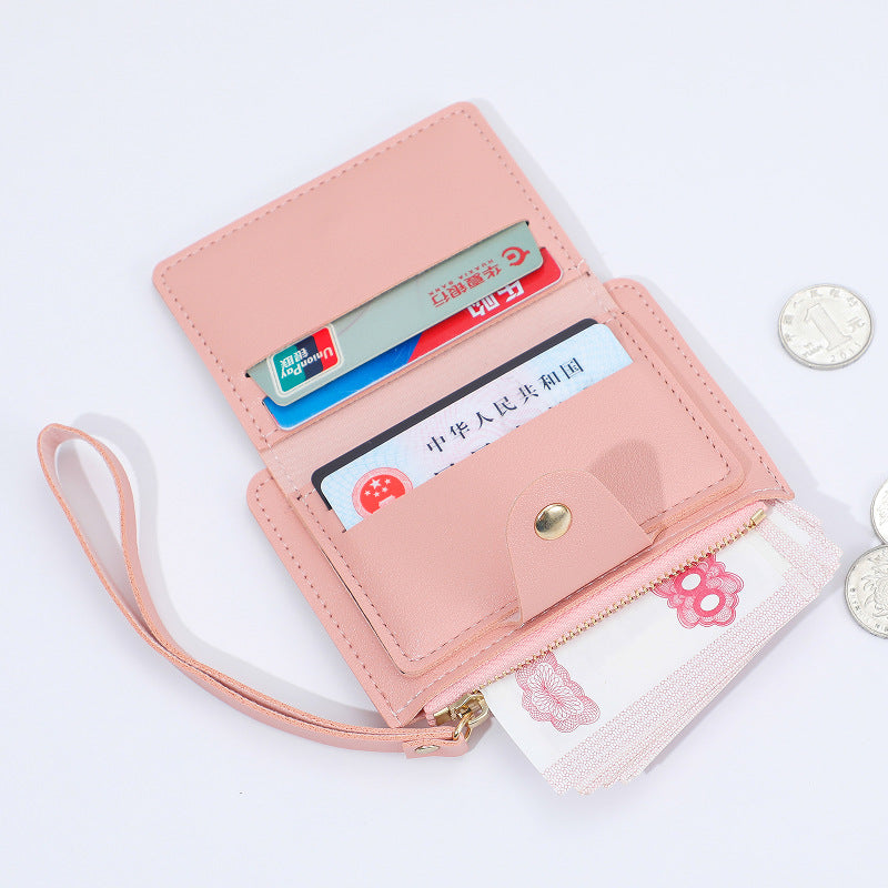 Wholesale wrist strap card holder card holder solid color mini wallet