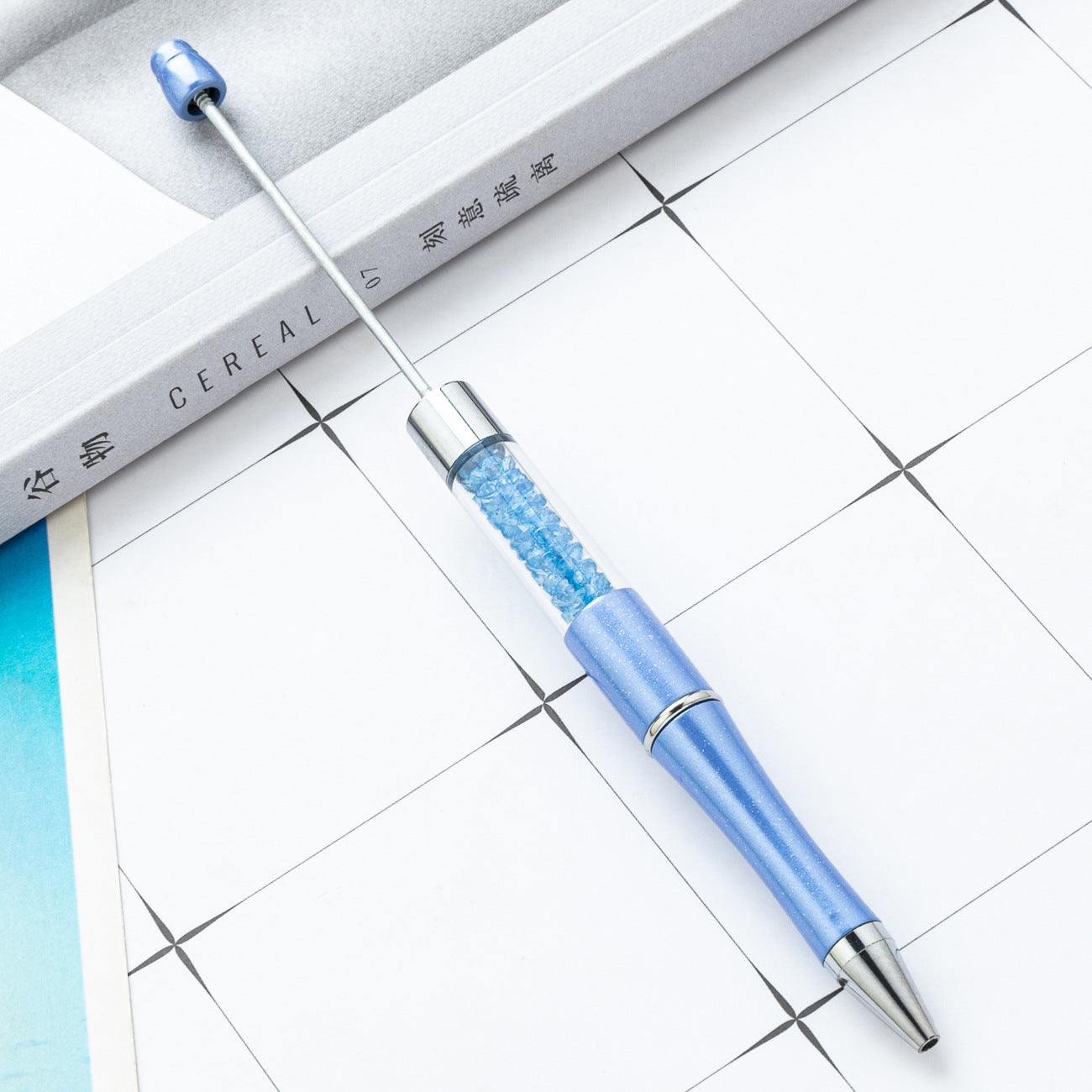 Wholesale DIY Crystal Beadable Pens Multi-Color Rotating Plastic Pen