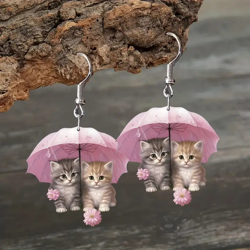 Wholesale Cute Umbrella Cat Acrylic Earrings