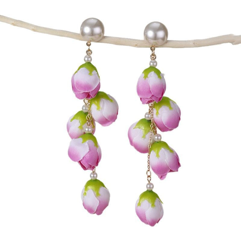 Wholesale  Long Elegant Fashion  Flower Earrings