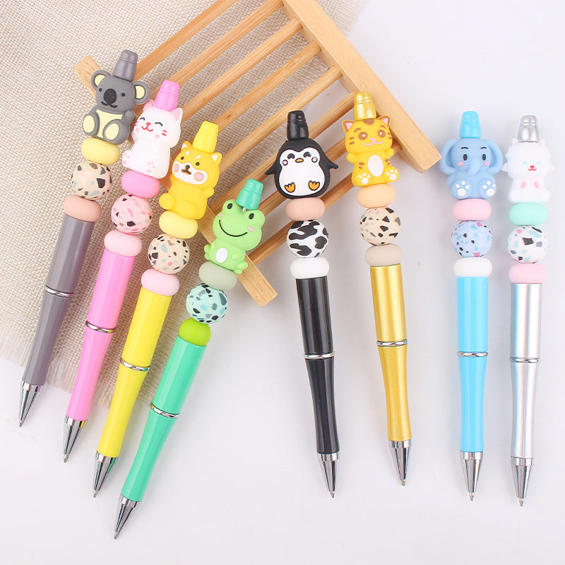 Wholesale beaded pen DIY creative handmade cartoon 3D animal silicone gum beaded pen