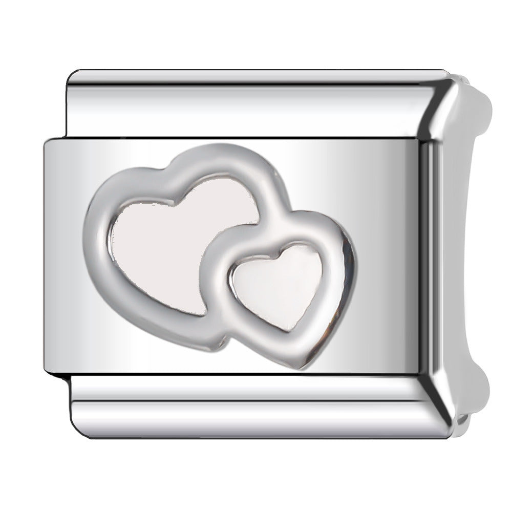 Wholesale   Italian Charm Bracelet 9mm DIY heart-shaped  Creative Stainless Steel Composable Bracelet