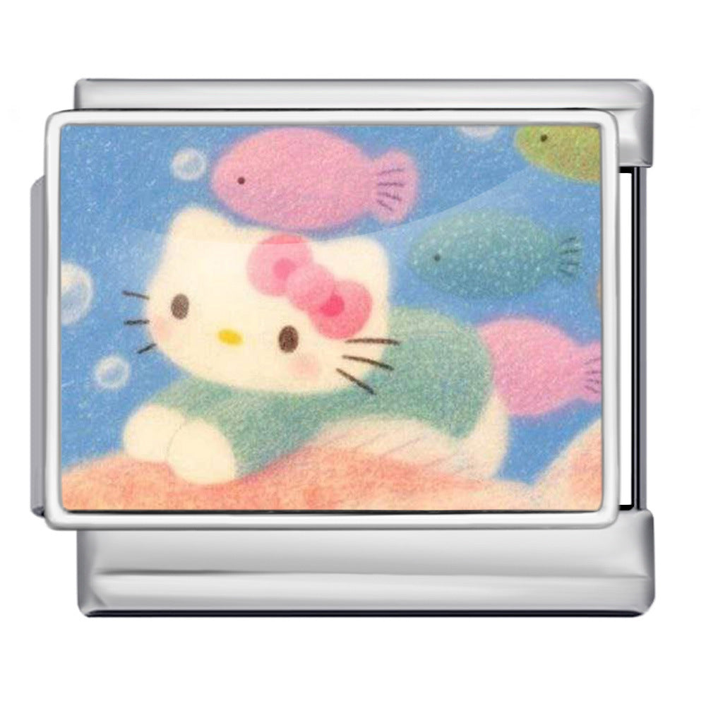 Wholesale Italian Charm Bracelet 9mm DIY Cute Cat Series  Creative Stainless Steel Composable Bracelet