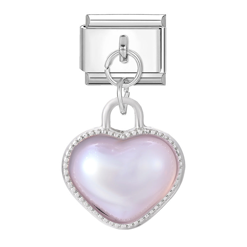 Wholesale Italian Charm Bracelet 9mm DIY Splicing Heart Pendant Stainless Steel Composable Bracelet