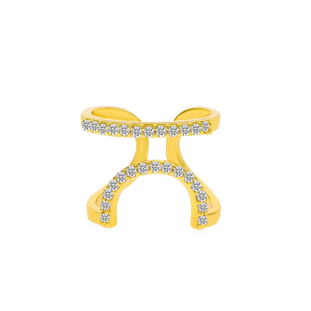 Wholesale Open Nail Ring Gorgeous Light Luxury Diamond Geometric Joint Ring