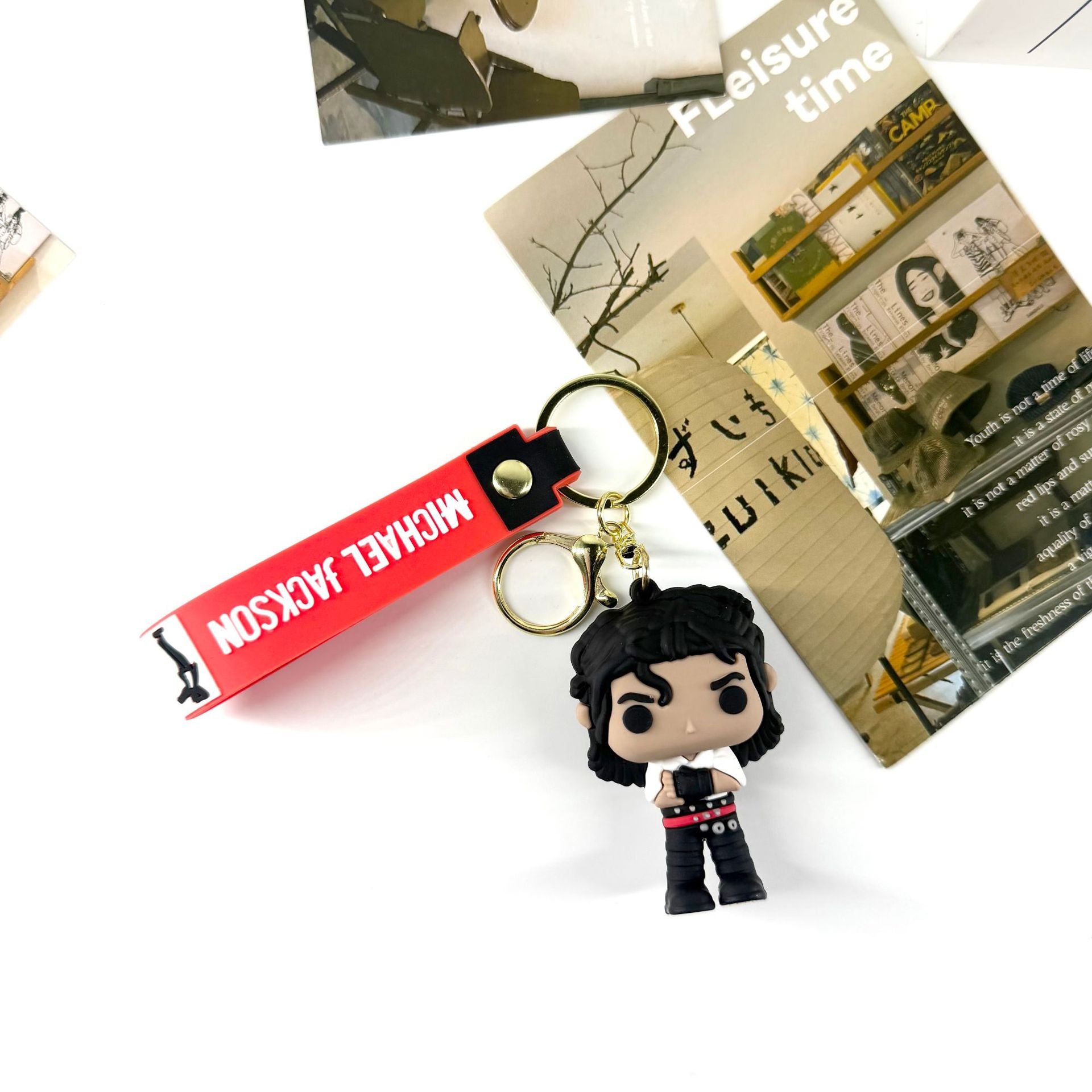 Wholesale Cartoon Michael son Figurine Keychain PVC Soft Glue Bag Charm Decorative Accessory