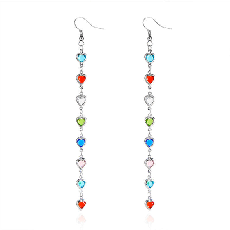 Wholesale Heart crystal tassel earrings