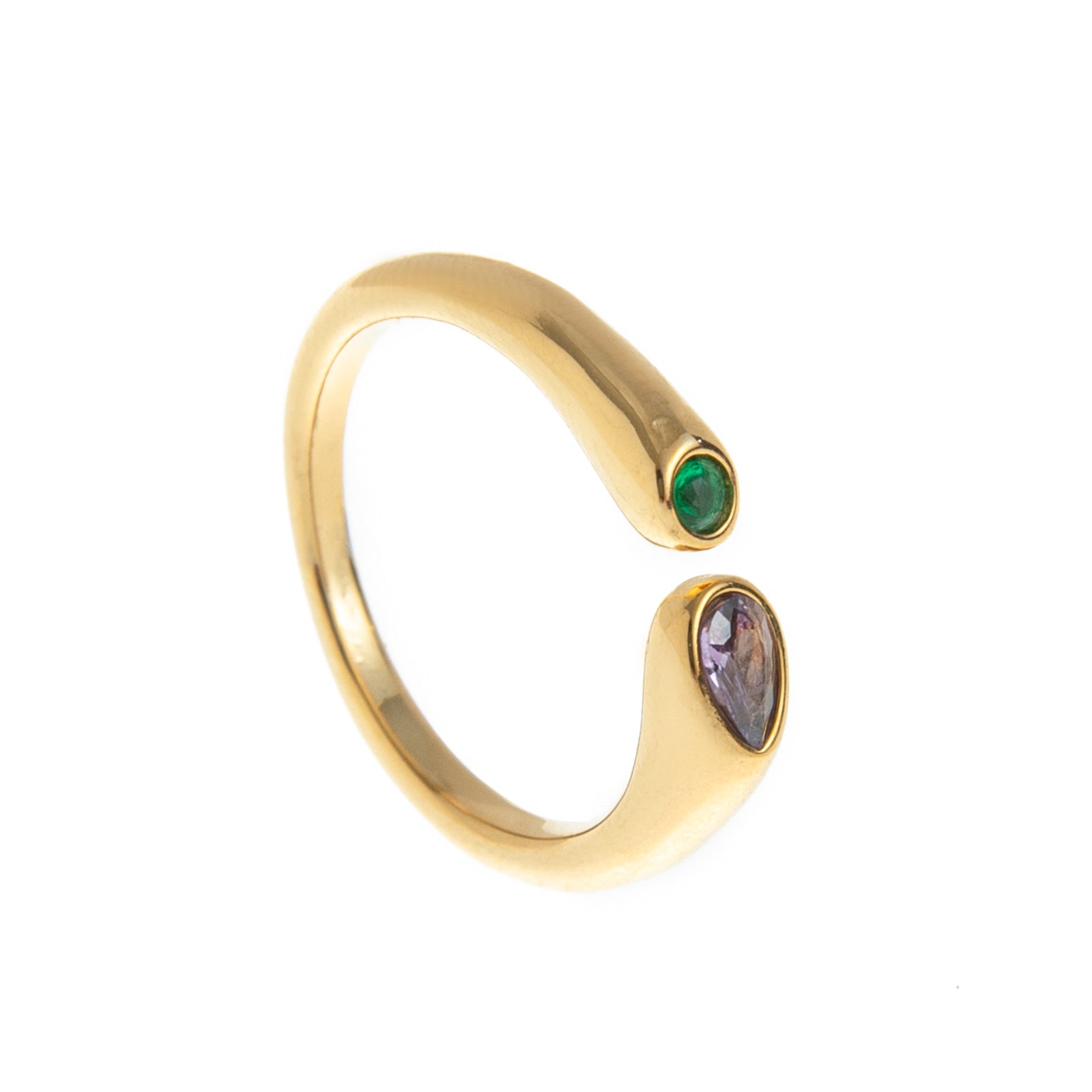 Wholesale Trendy Birthstone Ring Titanium Steel Gold Plated Geometric Oval Adjustable Fashion Accessory Resale