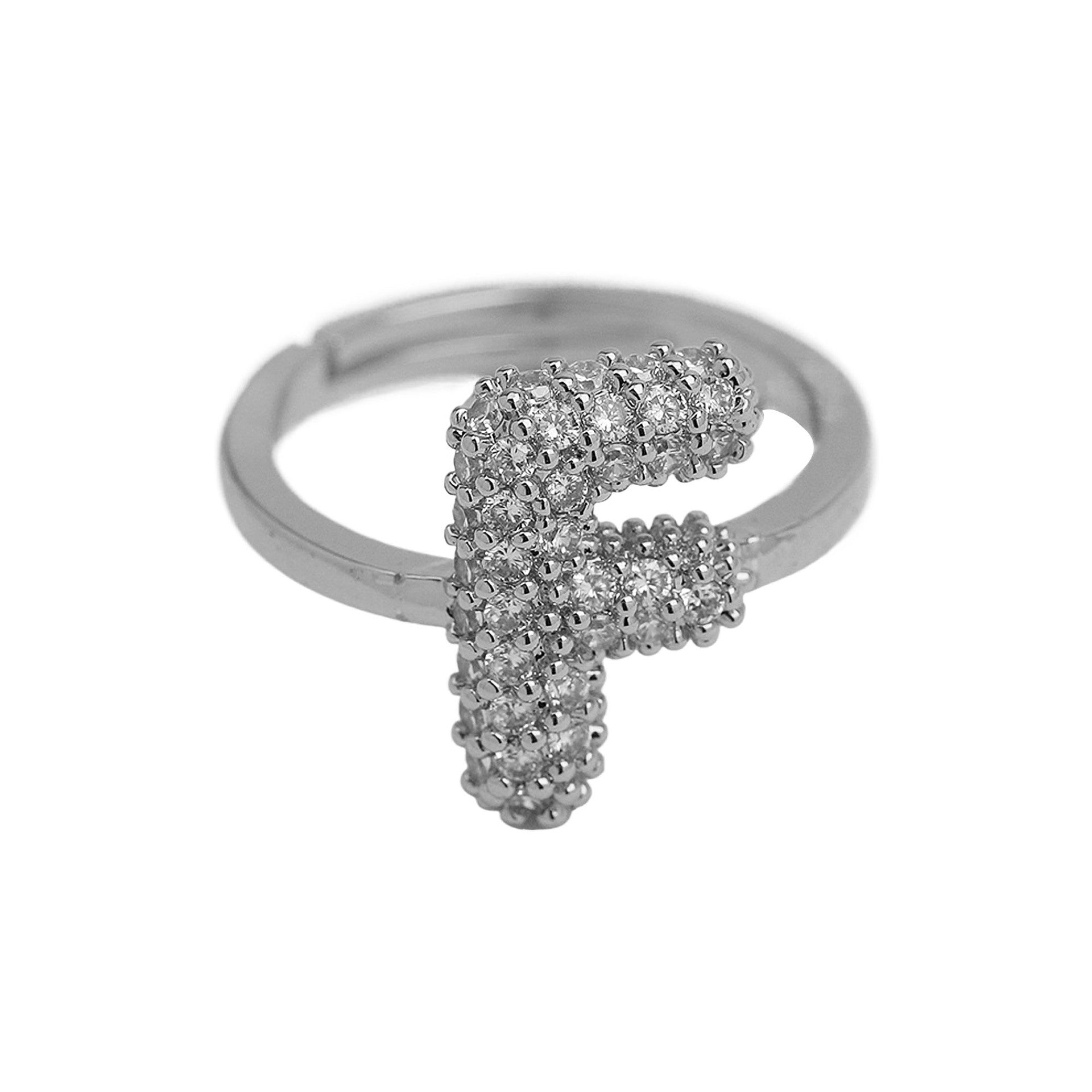Wholesale  white gold balloon bubble cute 26 English letters open ring