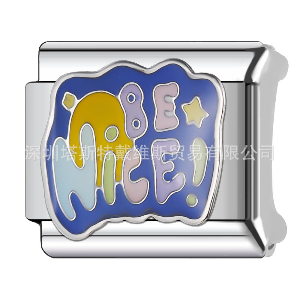 Wholesale  Italian Charm Bracelet 9mm DIY English Word Series Creative Stainless Steel Composable Bracelet