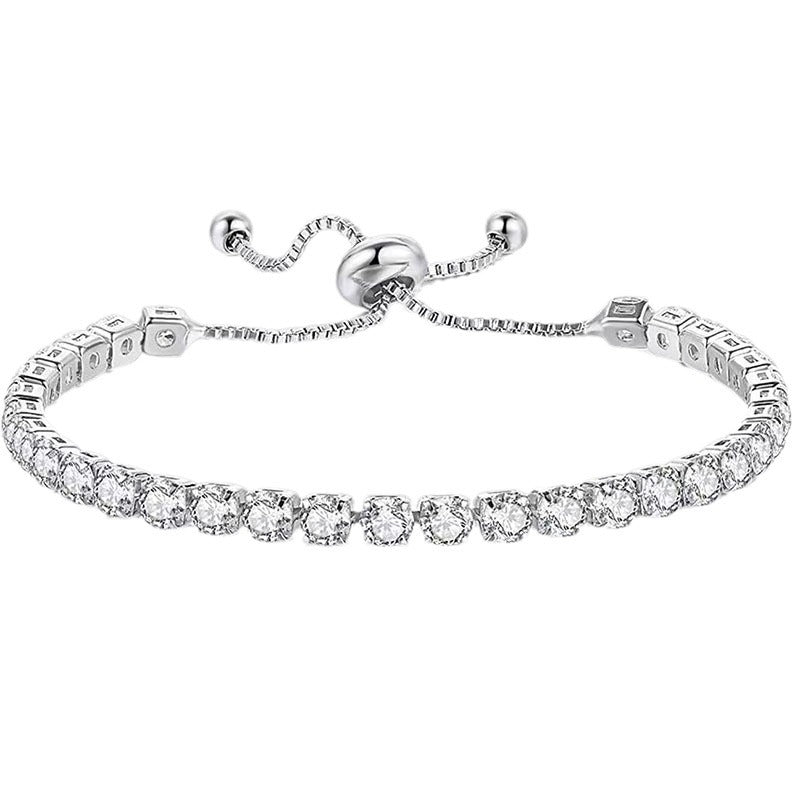 Wholesale White Zircon Tennis Pulling Bracelet Set