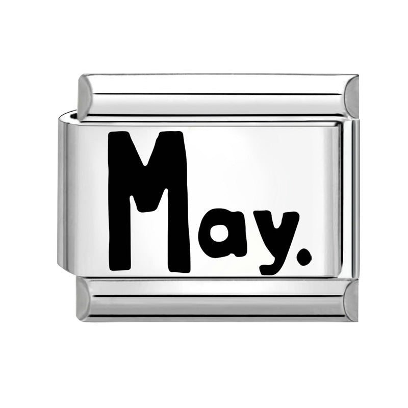 Wholesale Italian Calendar-Themed DIY Modular Bracelet Black White Stainless Steel for Jewelry Accessory Everyday Wear