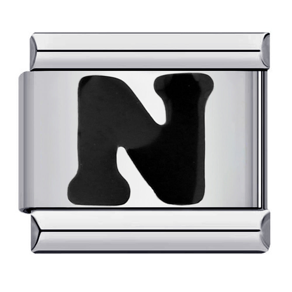 Wholesale Italian Charm Bracelet  Black English Letters DIY Stainless Steel Composable Bracelet