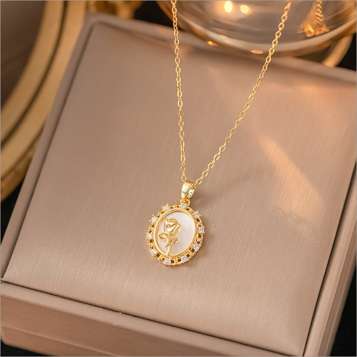 Wholesale Titanium Steel Necklace Zircon Flower Necklace ACC-NE-XuHao002