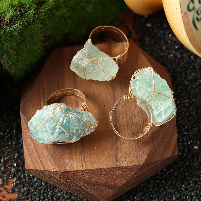 Wholesale Wire Wrapped Natural Amethyst Ring Rough Stone Crystal Jewelry Fashion Accessory Everyday Wear Gift And Boutique Resale