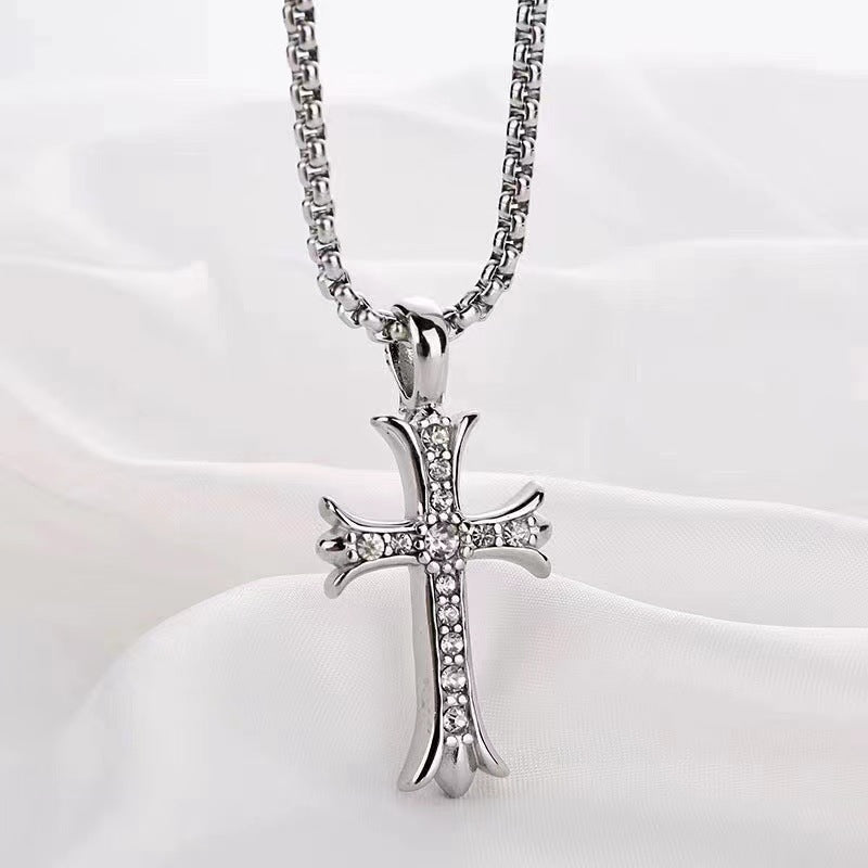 Wholesale Titanium Steel Non-fading Cross Necklaces ACC-NE-Leis009