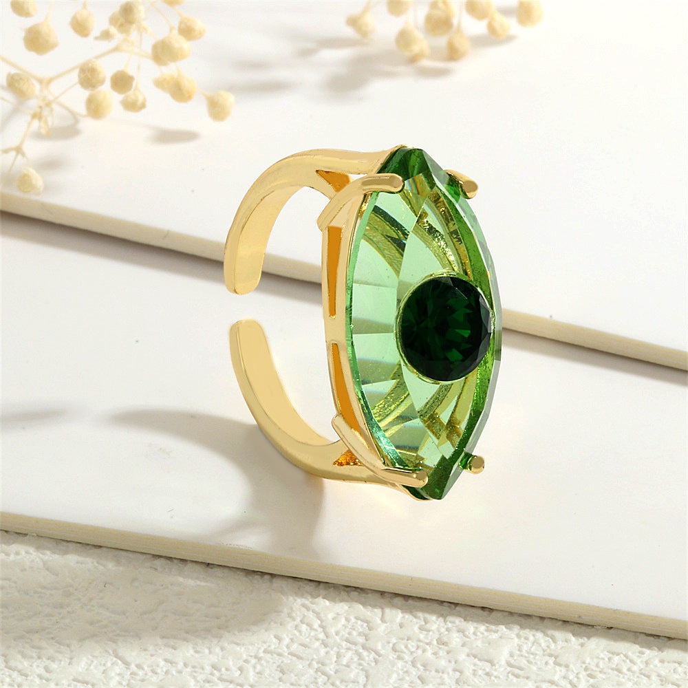 Wholesale Glass Evil Eye Ring for Women,  Opening Adjustable Geometric Design,  Trendy Jewelry Accessory for Everyday Wear or Boutique Resale