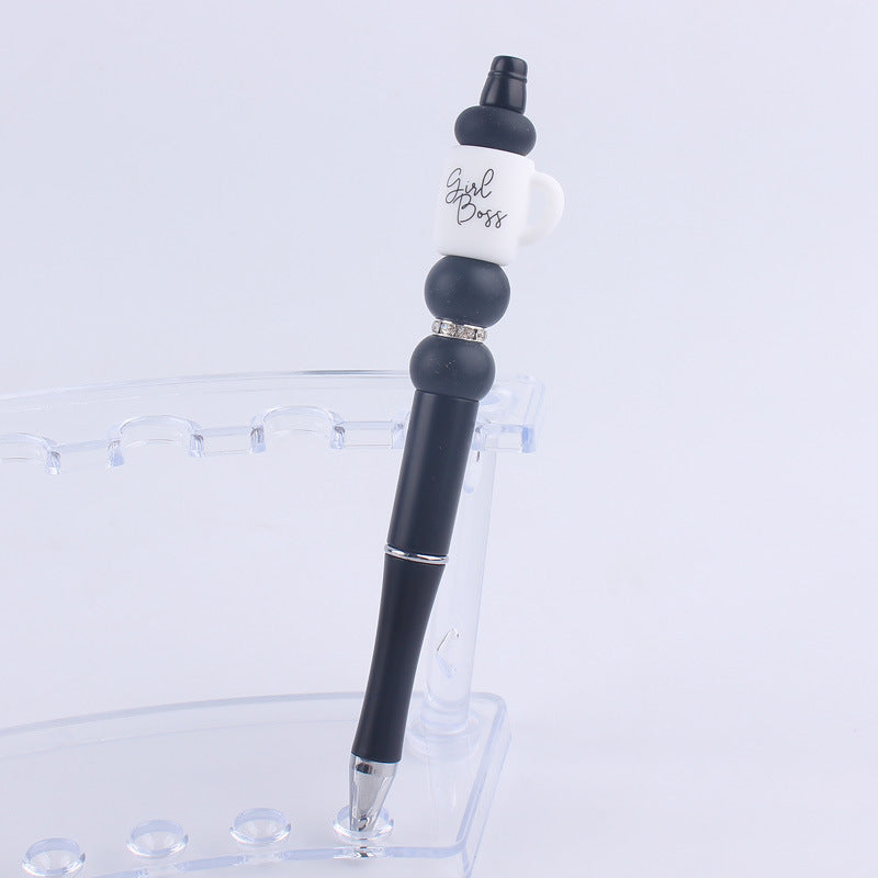 Wholesale  beaded pen creative handmade cartoon cup silicone beaded pen