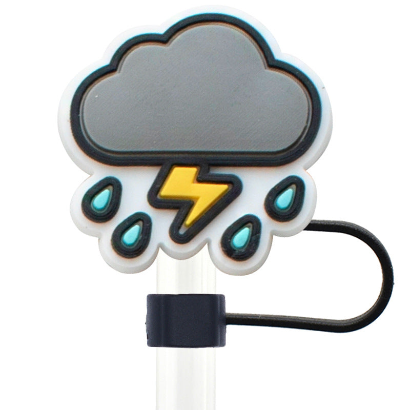 Wholesale Random 100pcs Weather Series Straw Tube Cap 10mm Soft Glue Straw Decoration Straw Cover ACC-SCR-RYY041