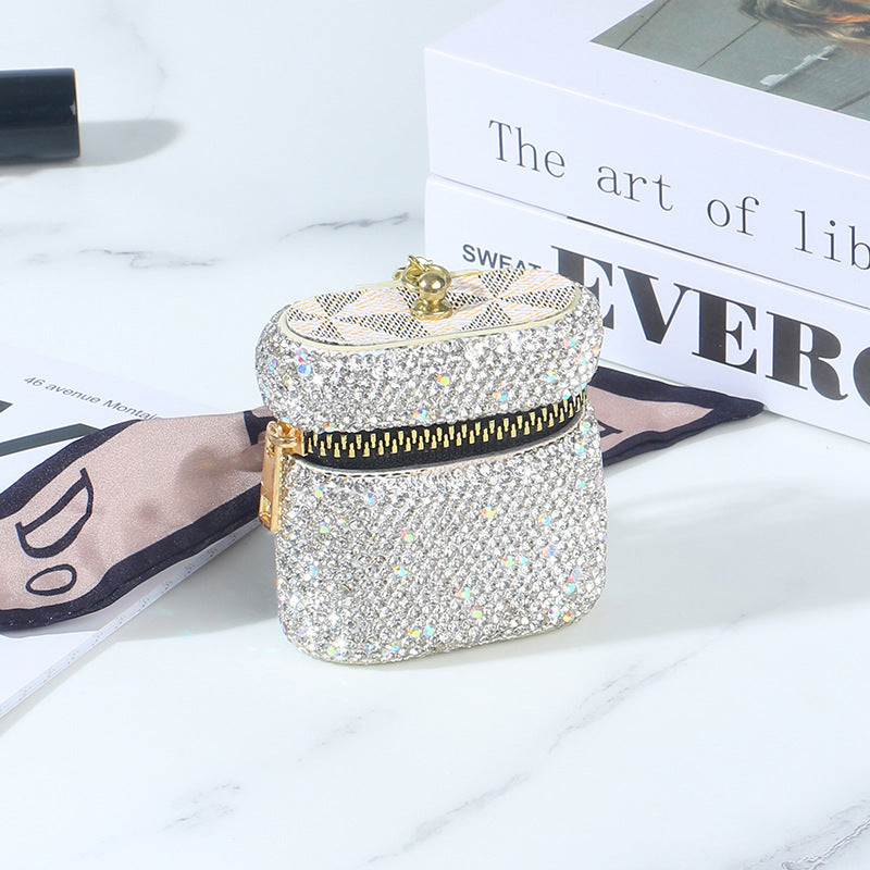 Wholesale High-end Full Diamond Storage Wireless Keychain Coin Purse Earphone Case ACC-EPC-RuiJie001