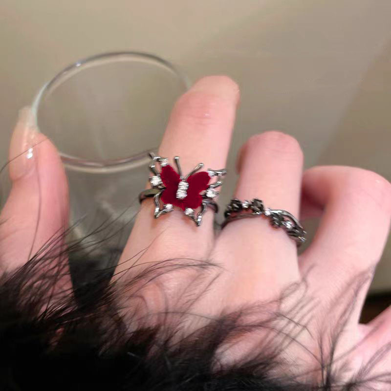 Wholesale Dark Butterfly Flower Open Ring