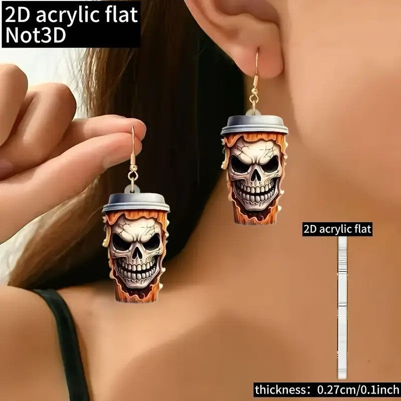 Wholesale  Skull Mug Acrylic Earrings